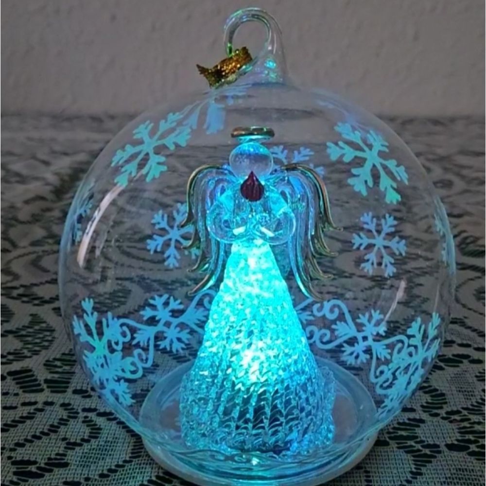Vintage Soreele LED Lighted Glass Angel with Candle Globe